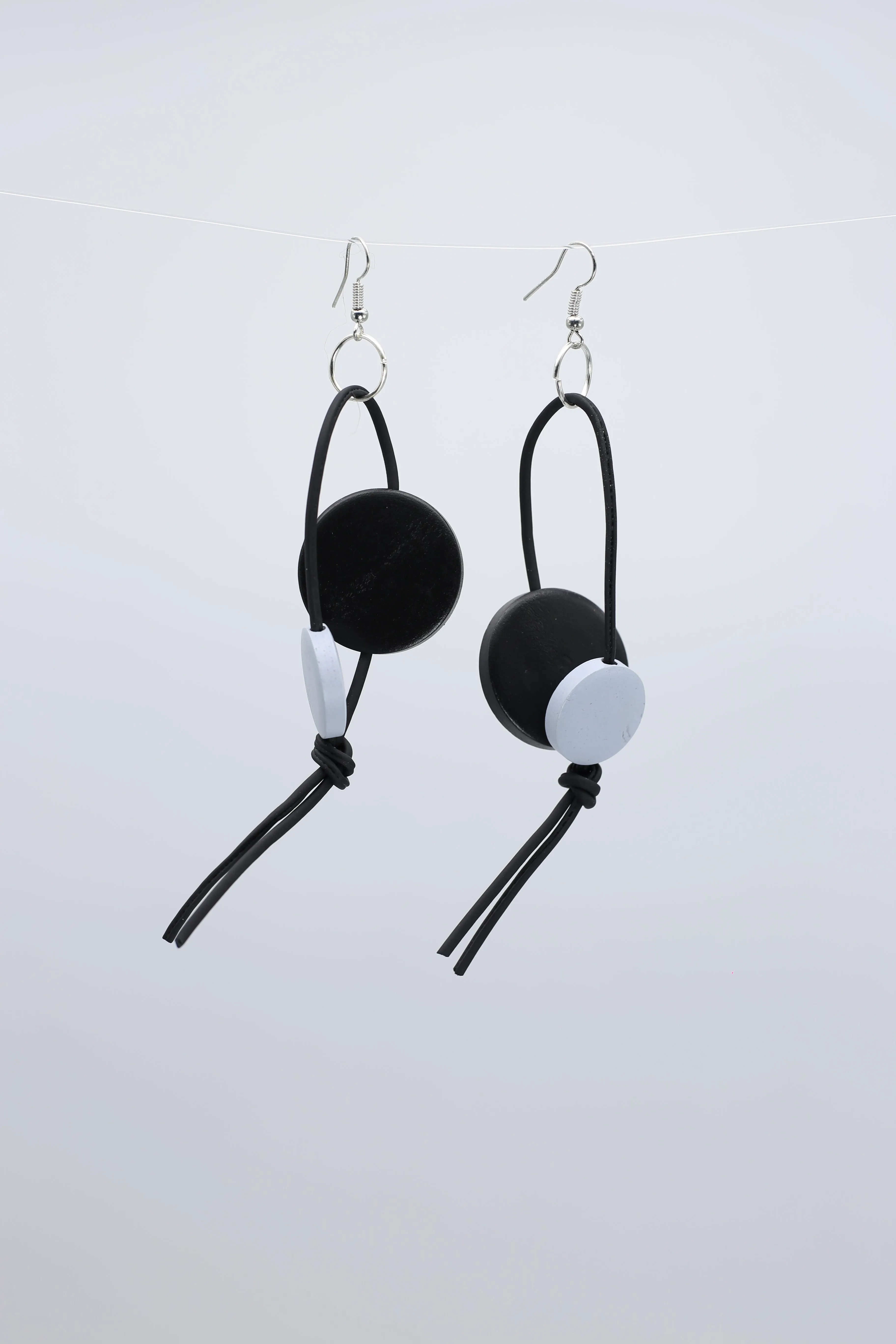 Coins on Leatherette Loop Earrings - Duo