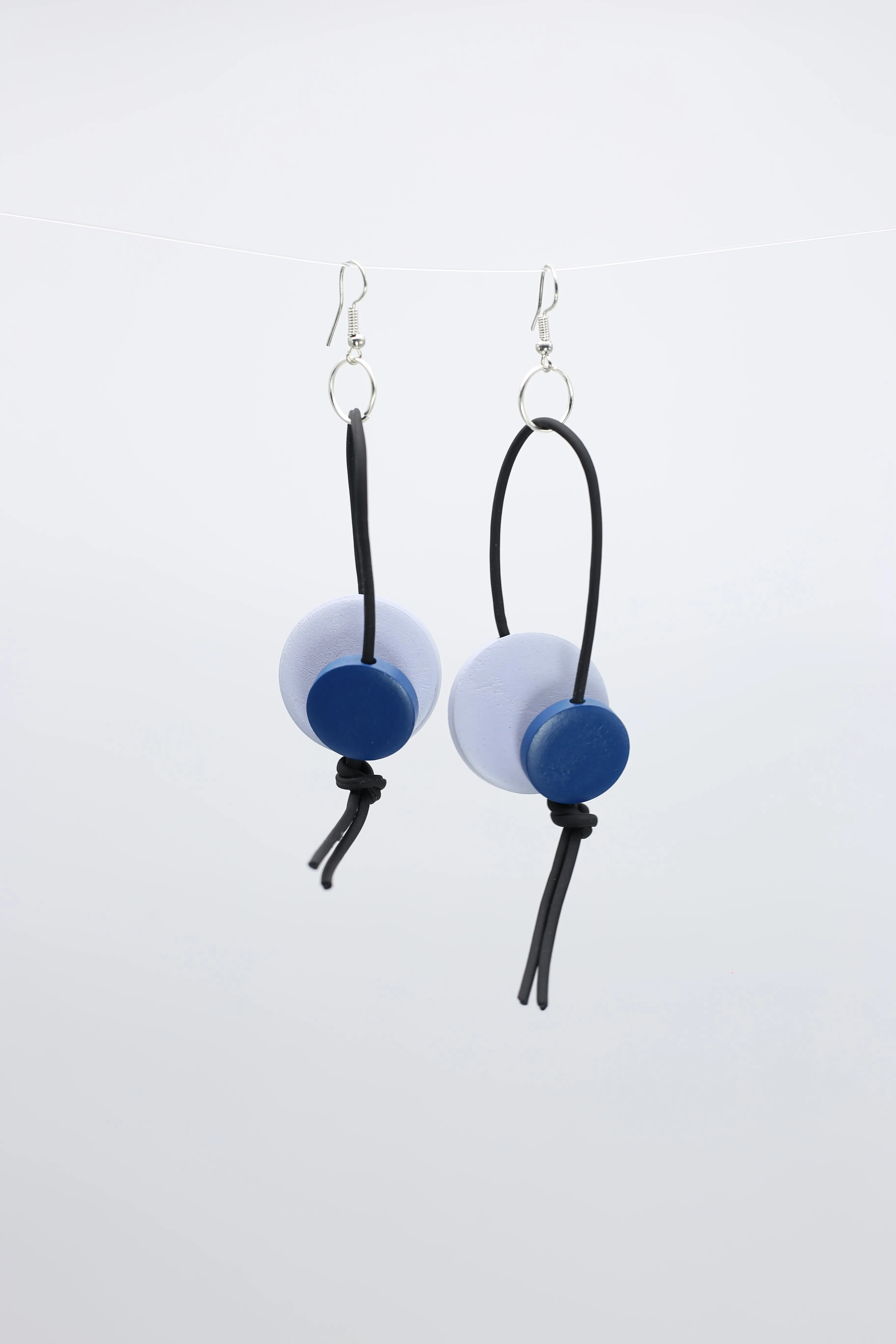 Coins on Leatherette Loop Earrings - Duo