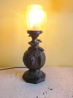Collectible Will Rogers & Wiley Post Aviation Decor Collectible Table Lamp Sculpture