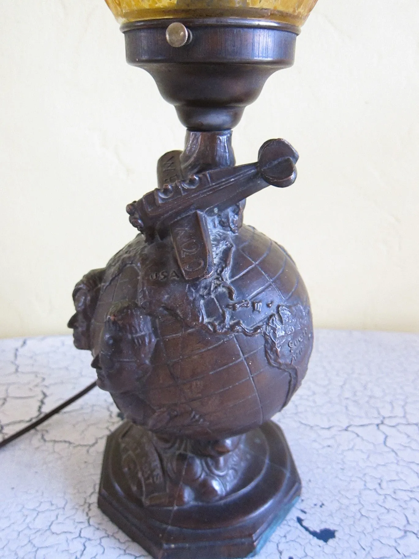 Collectible Will Rogers & Wiley Post Aviation Decor Collectible Table Lamp Sculpture