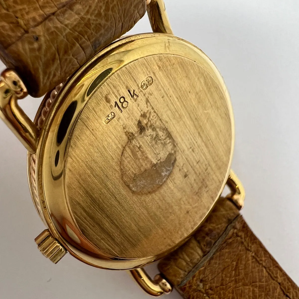 Corum 18K Gold Watch with Roman Numerals and Tan Ostrich Strap