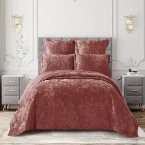 Cotton Co Oslo Queen Velvet Frost Reversible Luxury Quilt 5 Piece Blush OSP02