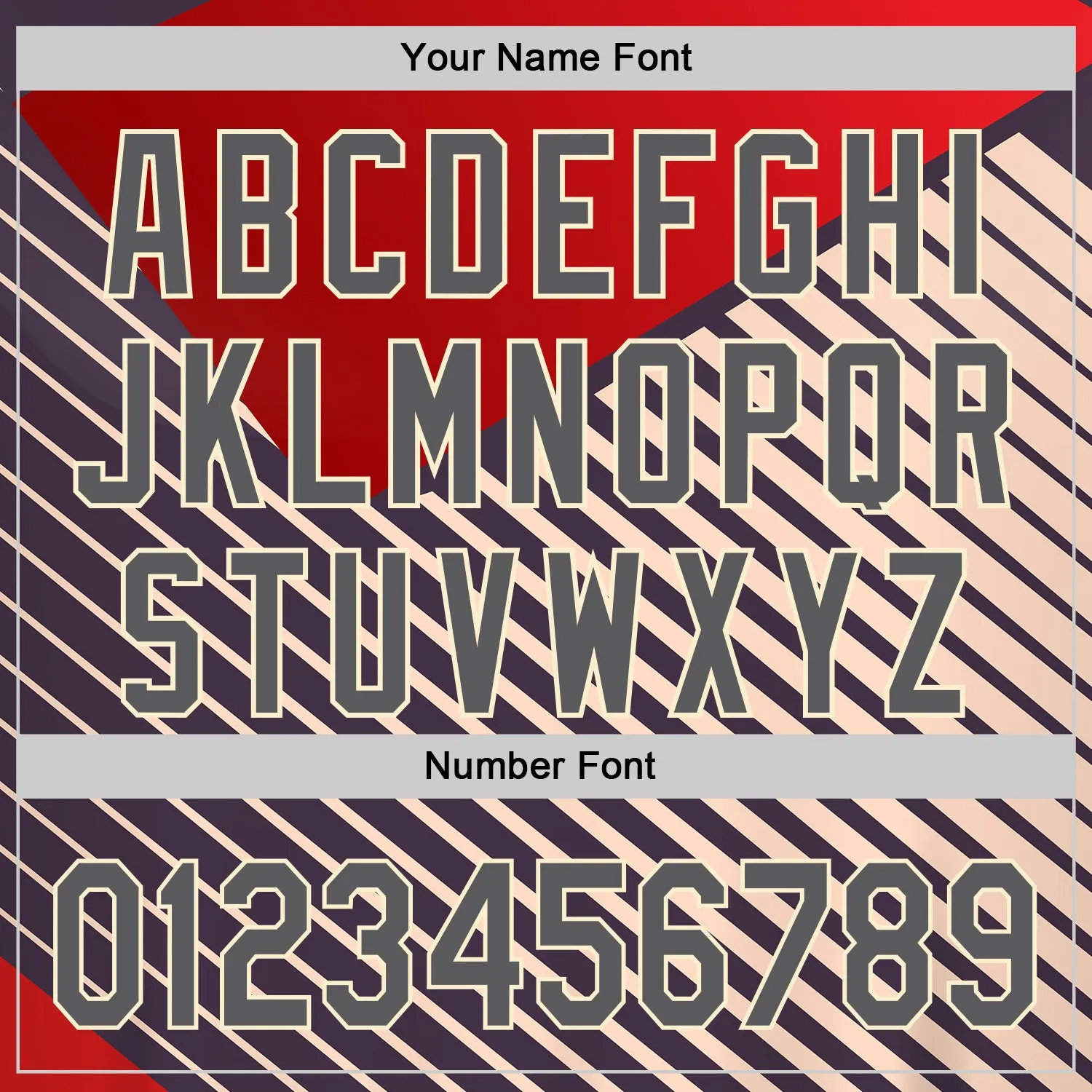 Custom Red Steel Gray=Cream 3D Pattern Design Abstract Sport Authentic Baseball Jersey