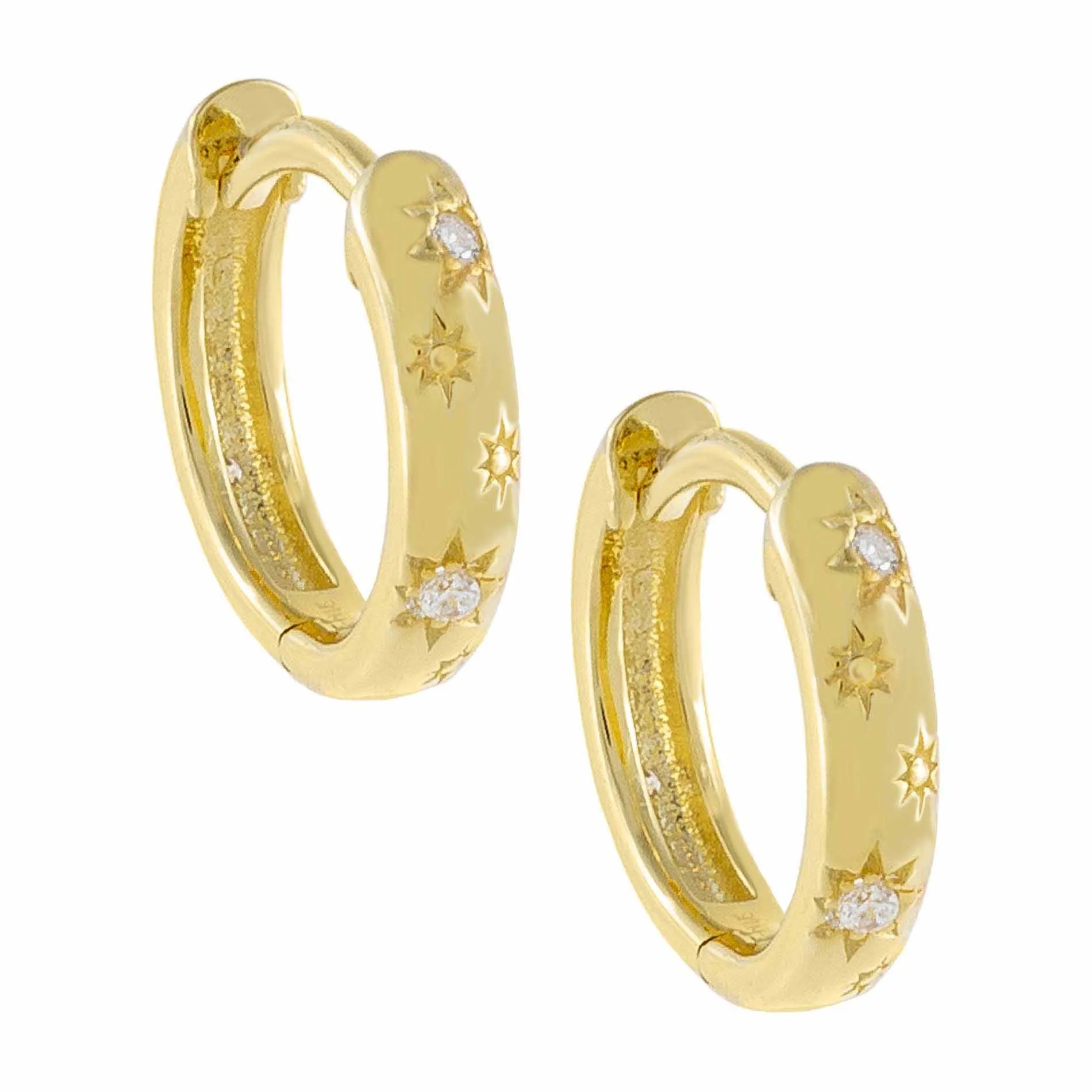 CZ Mini Starburst Huggie Earring