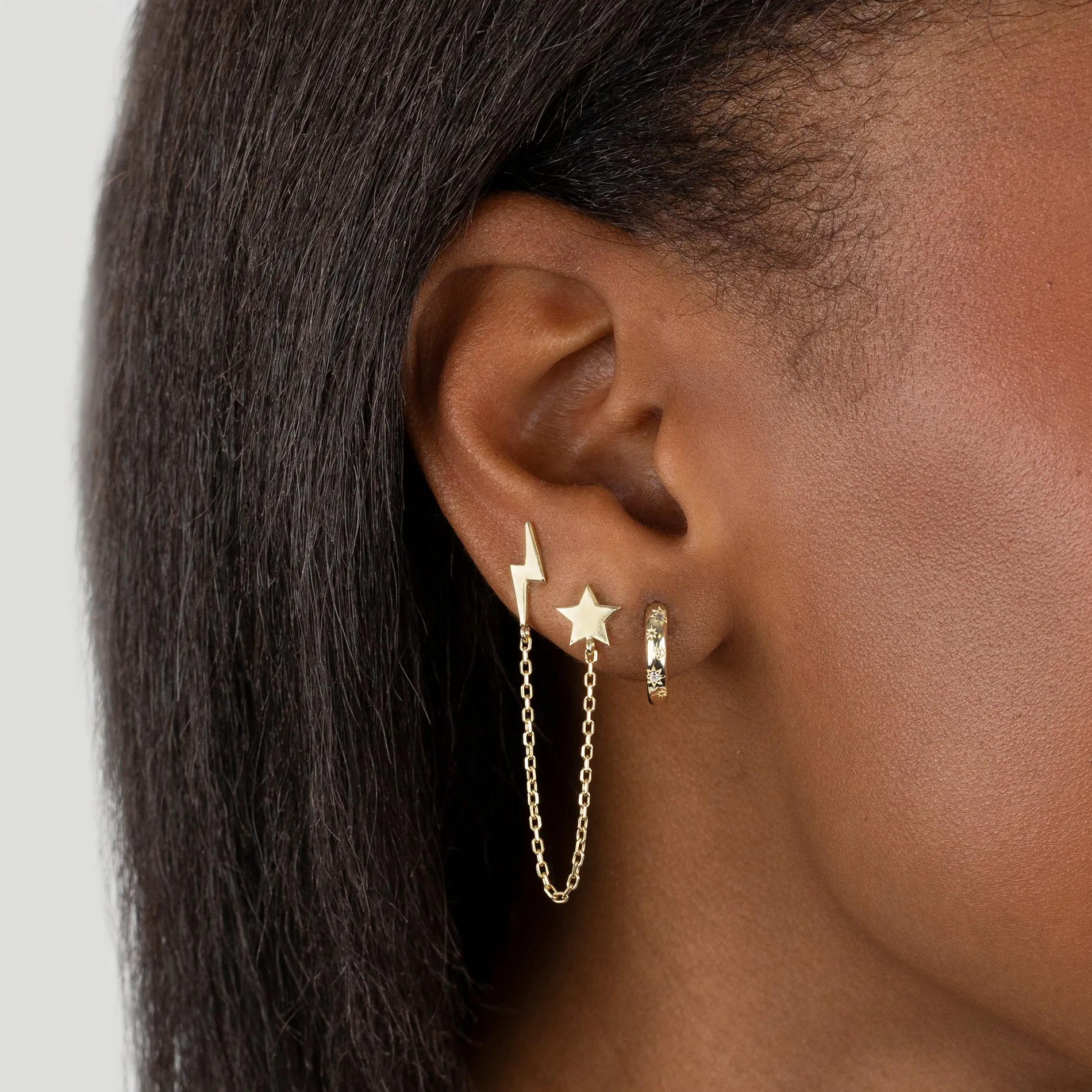 CZ Mini Starburst Huggie Earring