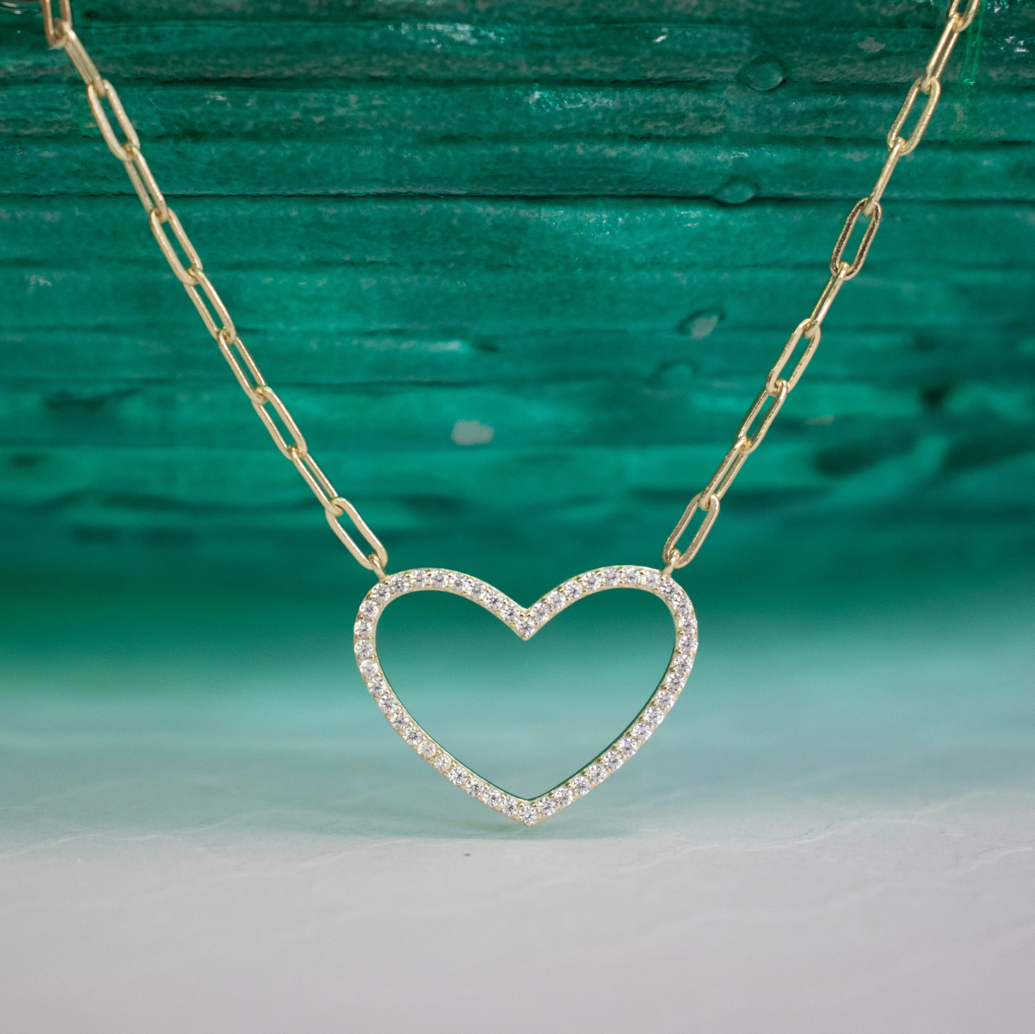 CZ Open Heart Necklace