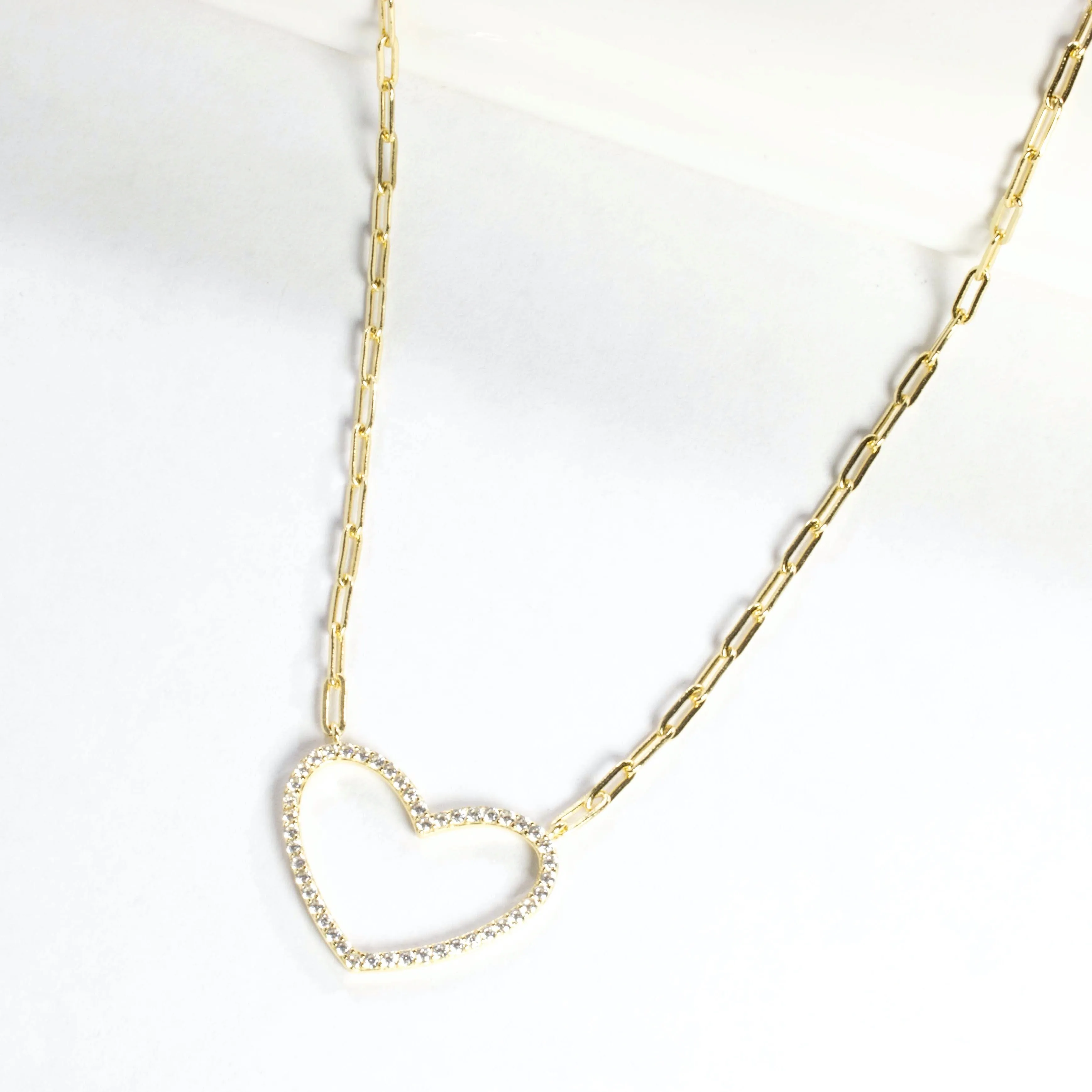 CZ Open Heart Necklace