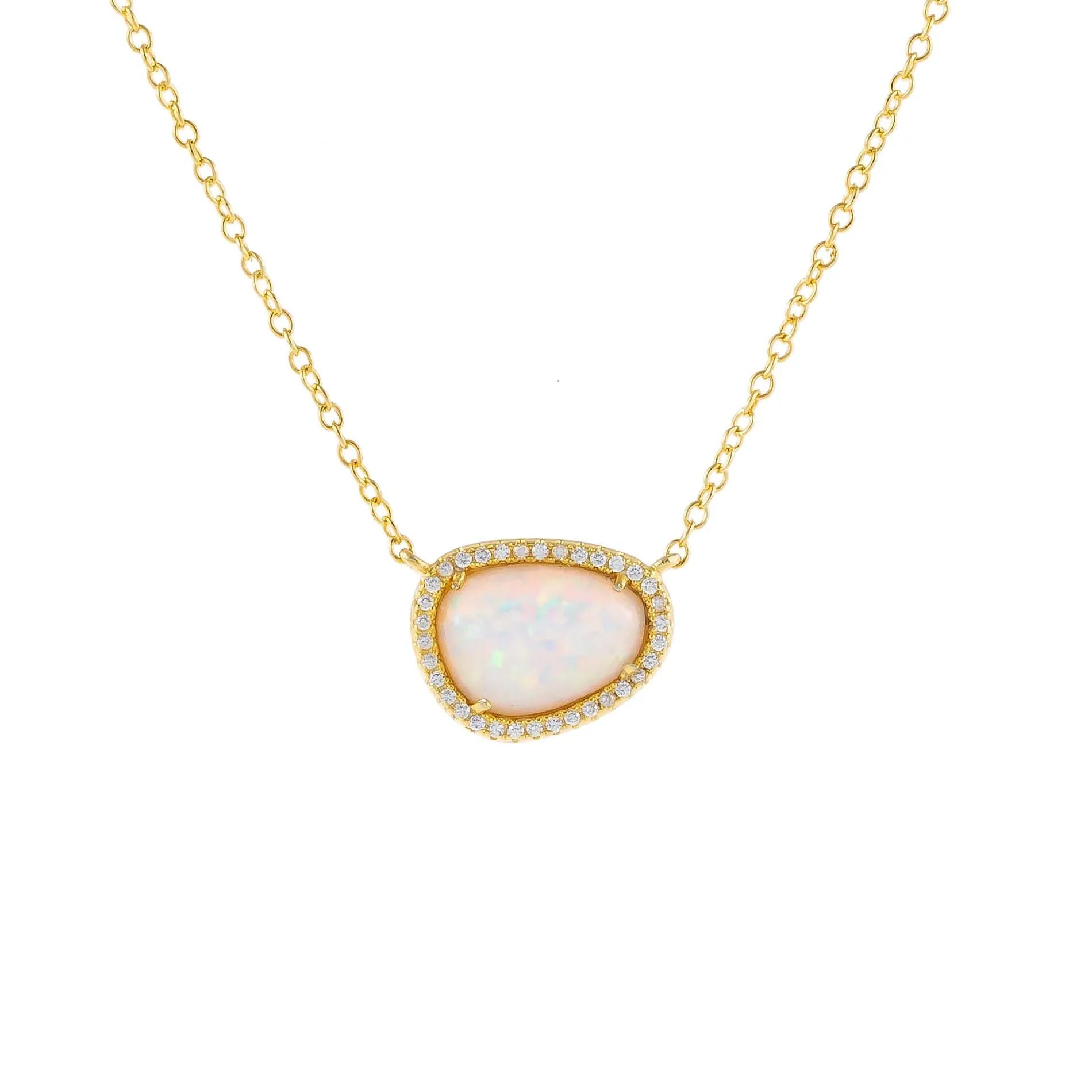CZ X Opal Stone Necklace