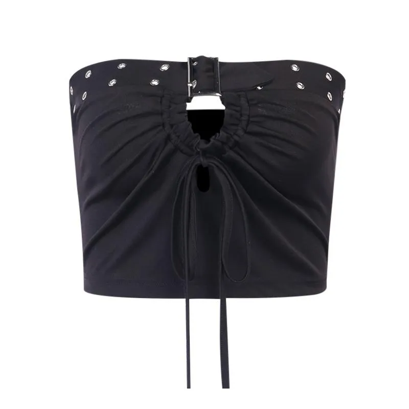 Dark Strap Slim Crop Top SD00504