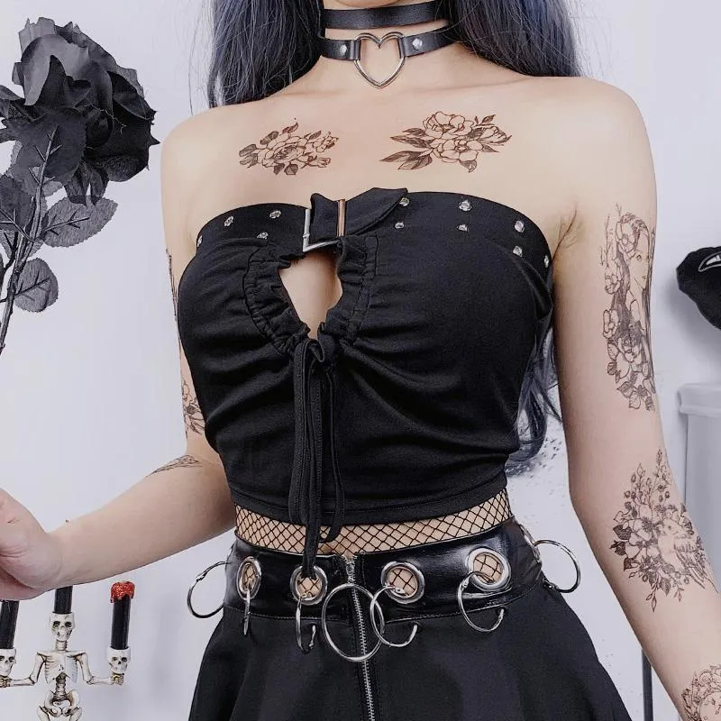 Dark Strap Slim Crop Top SD00504