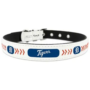 Detroit Tigers White Classic Leather Dog Collar