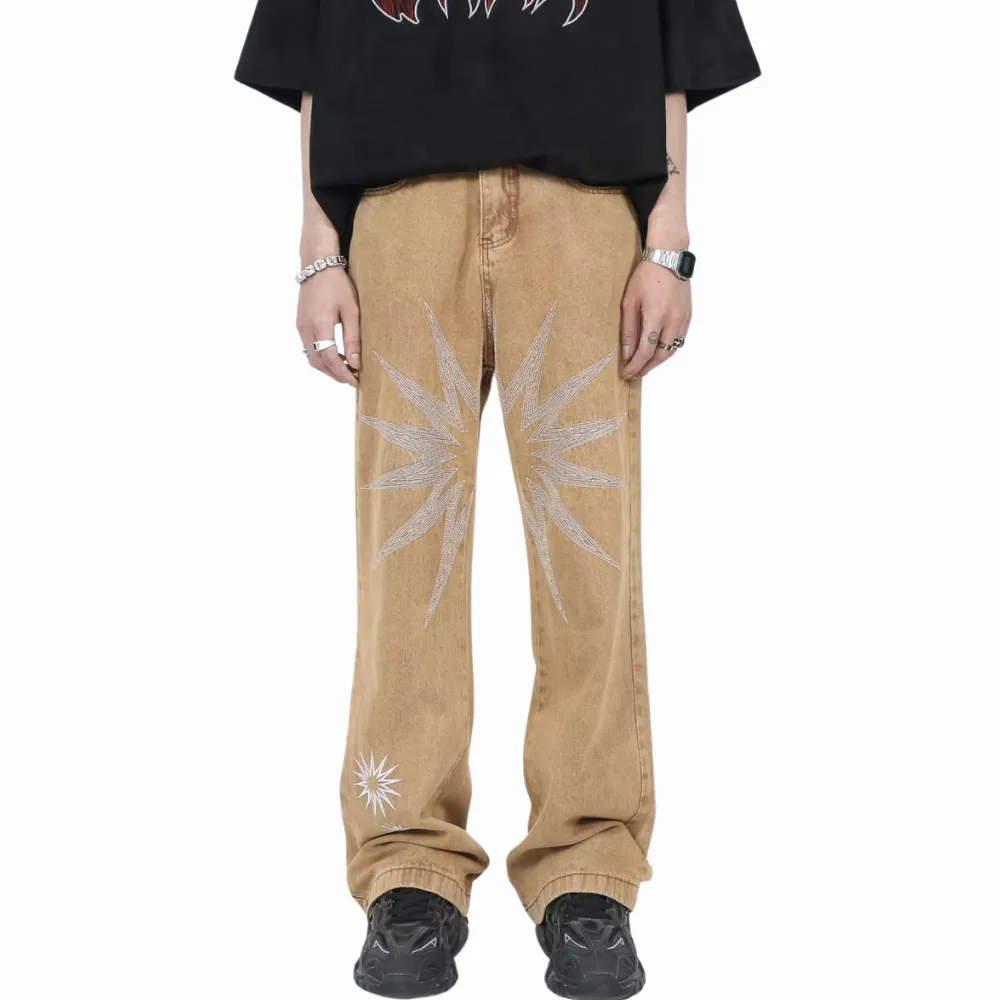 DF| Heavy Starburst Daisy Embroidery Jeans