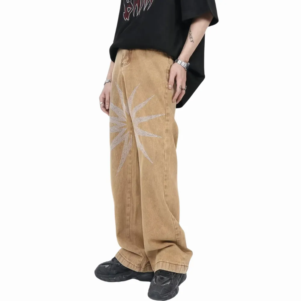 DF| Heavy Starburst Daisy Embroidery Jeans