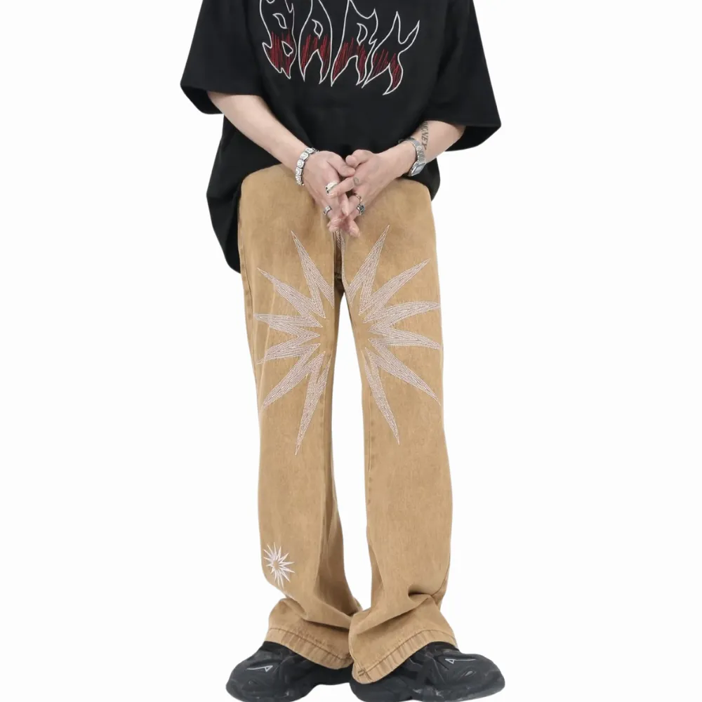 DF| Heavy Starburst Daisy Embroidery Jeans