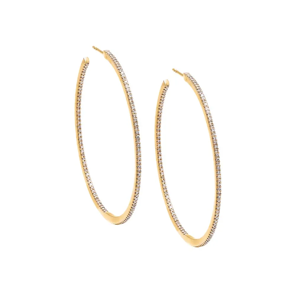 Diamond Pave Large Hoop Earring 14K