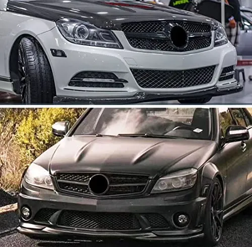 DIBON AUTO W204 Grill Front Grille Compatible with 2008-2014 Mercedes Benz W204 C Class C250 C300 C350 (AMG Style-Gloss Black)