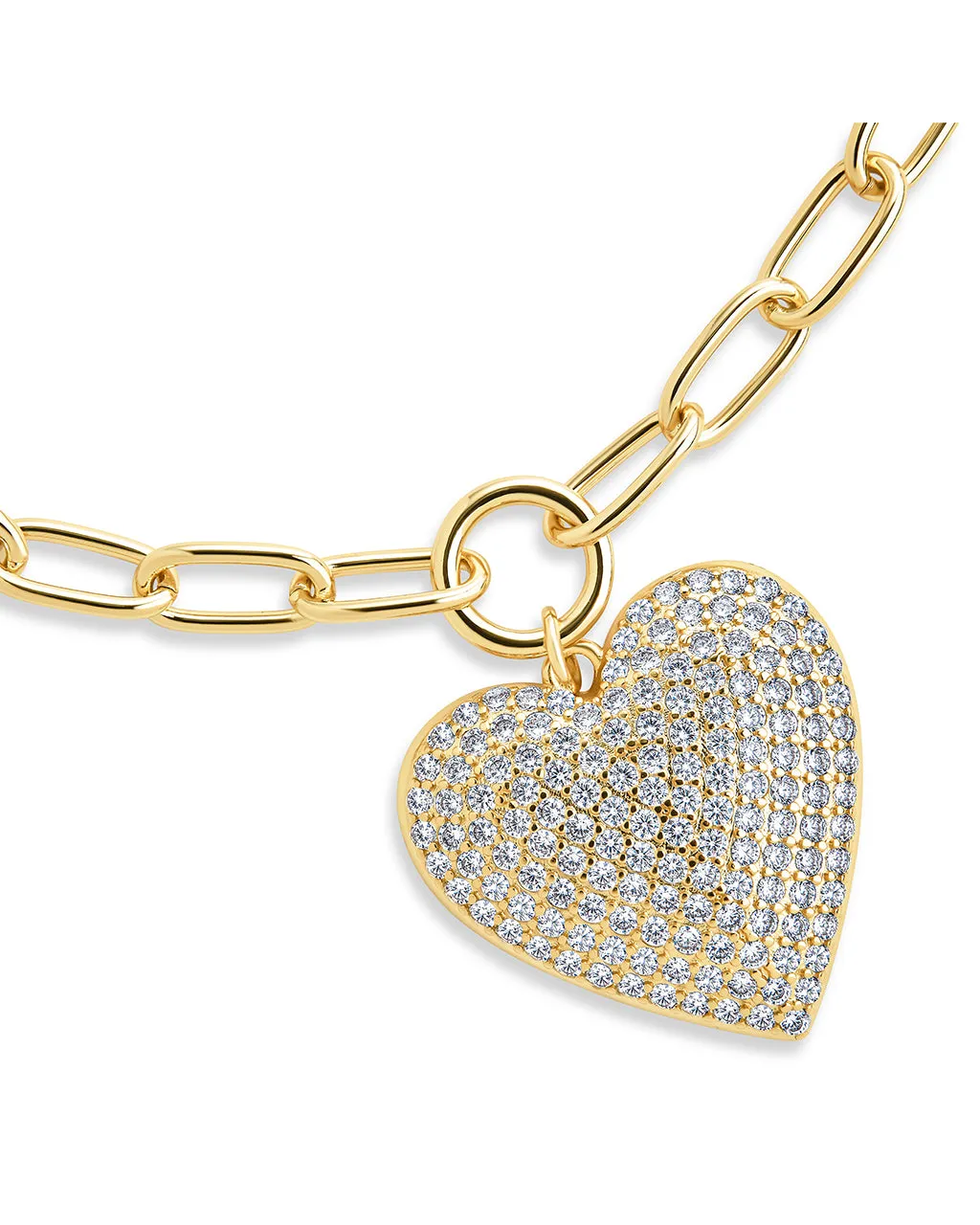 Disco Heart CZ Statement Bracelet