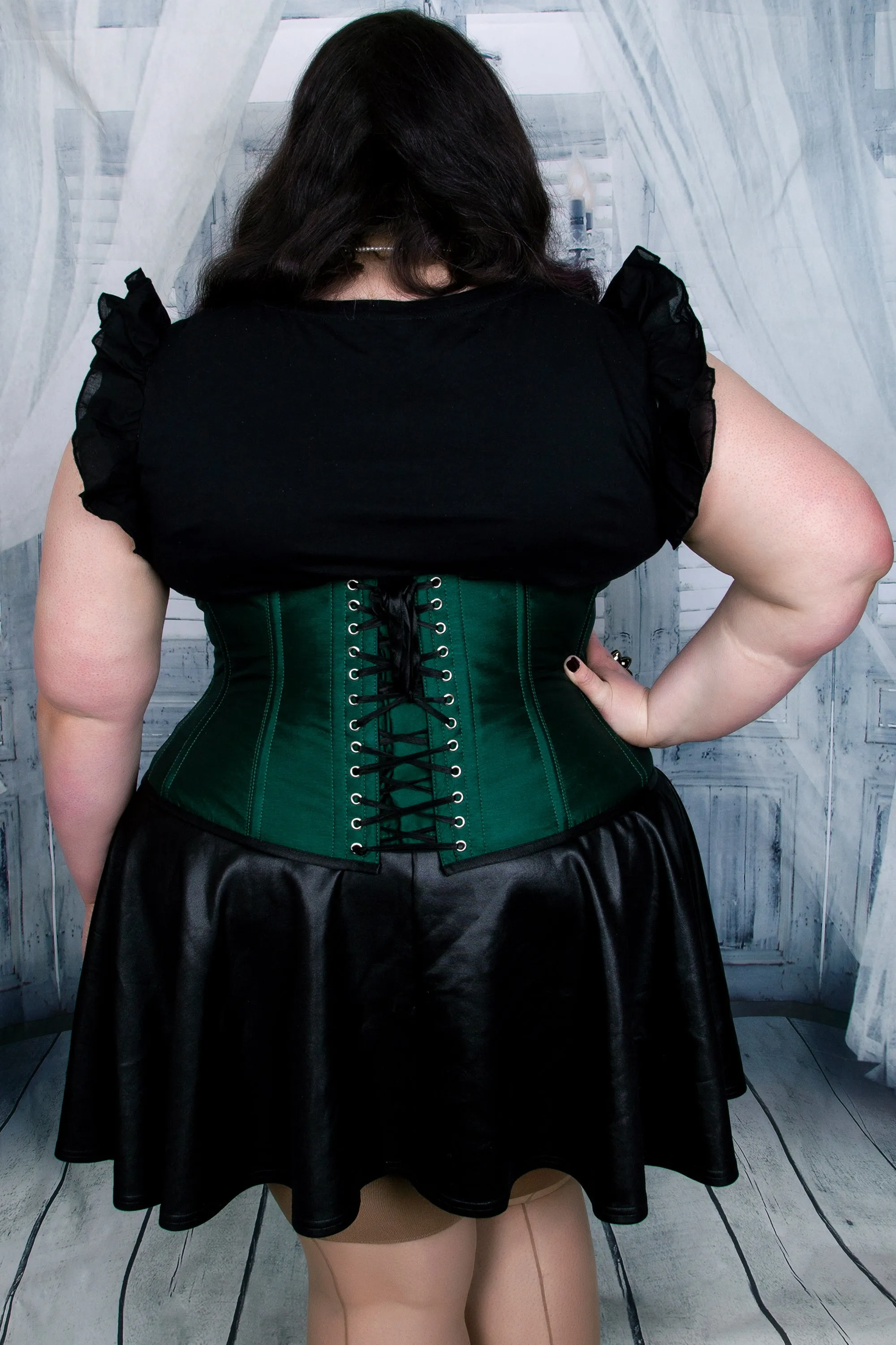 Embellished Couture Underbust Corset Waspie In Green