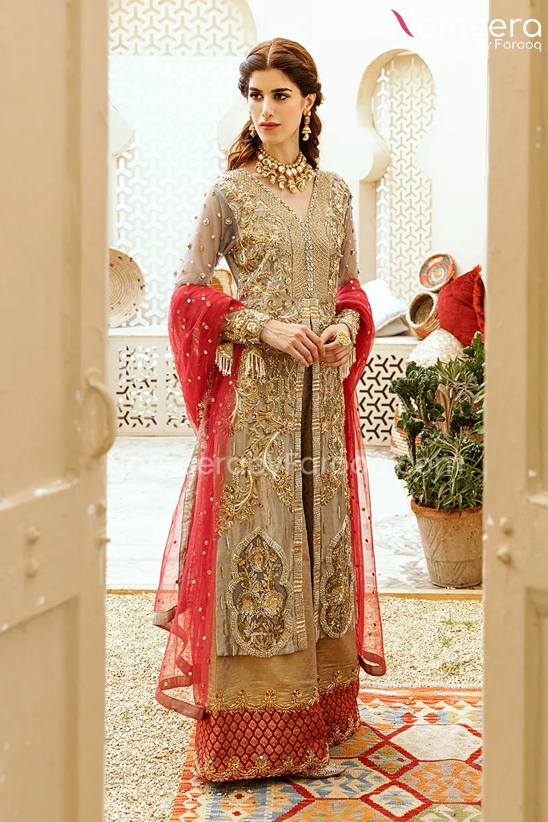 Embellished Front Open Bridal Kameez Salwar #BS654