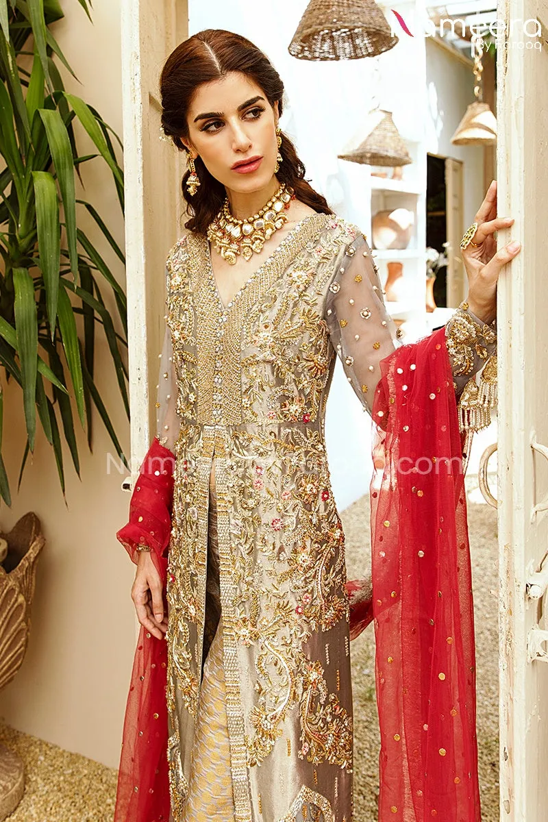 Embellished Front Open Bridal Kameez Salwar #BS654