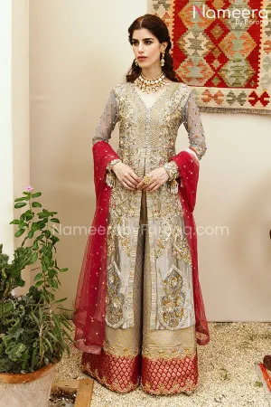 Embellished Front Open Bridal Kameez Salwar #BS654