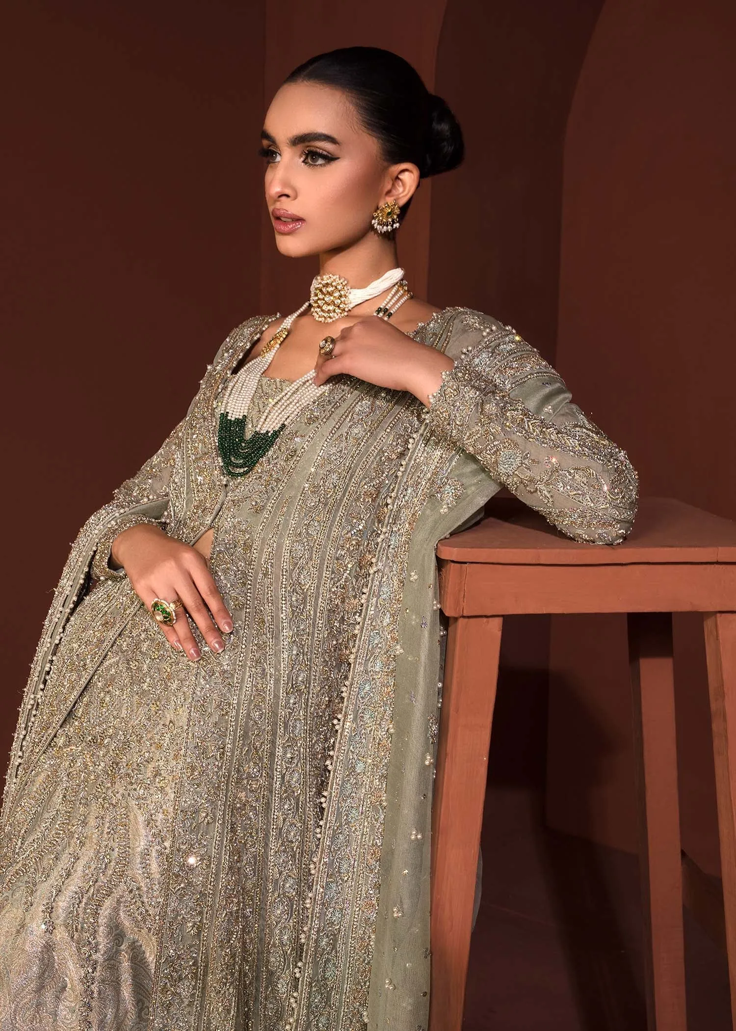 Embellished Gown Lehenga Dupatta Pakistani Bridal Dress