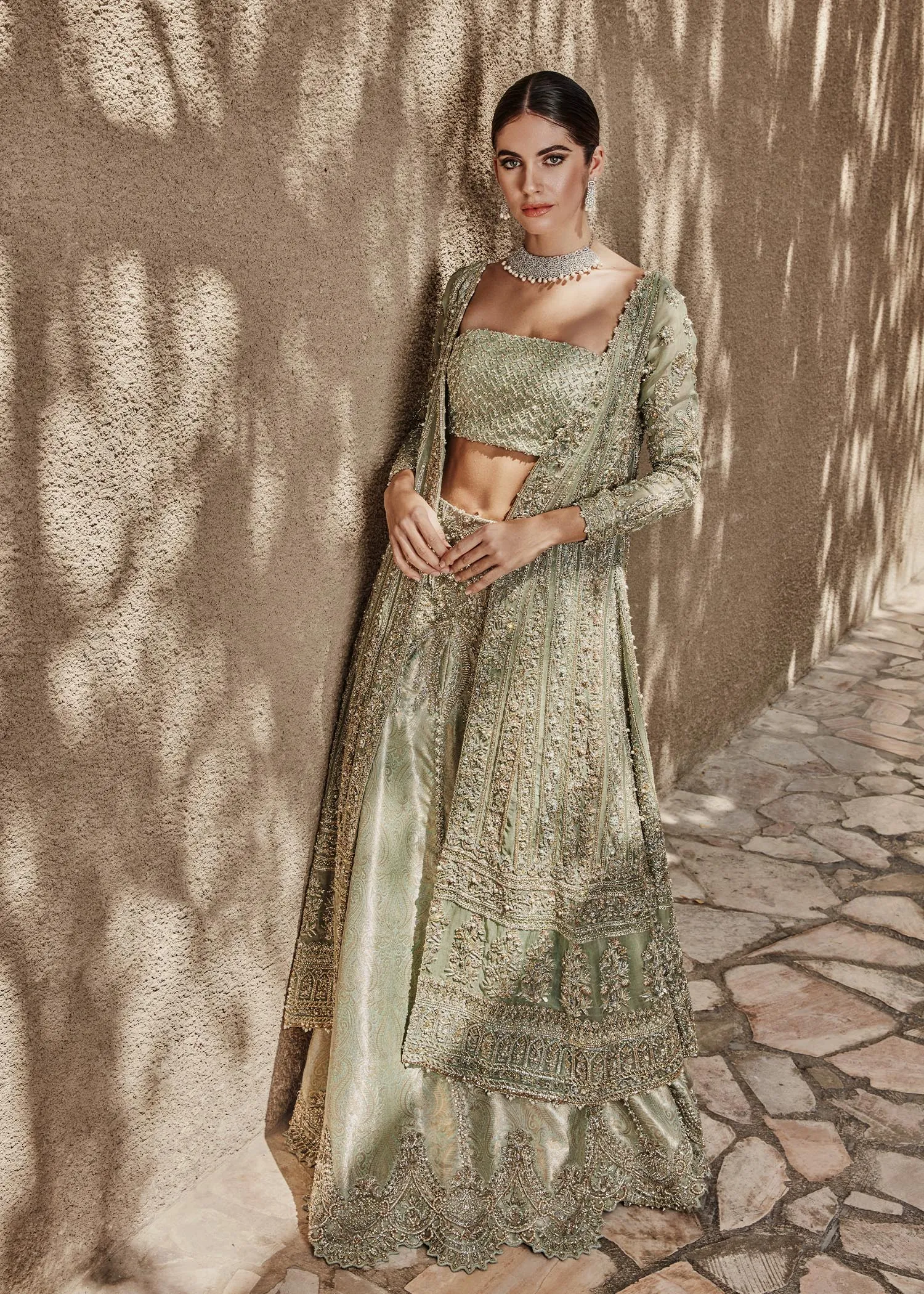 Embellished Gown Lehenga Dupatta Pakistani Bridal Dress