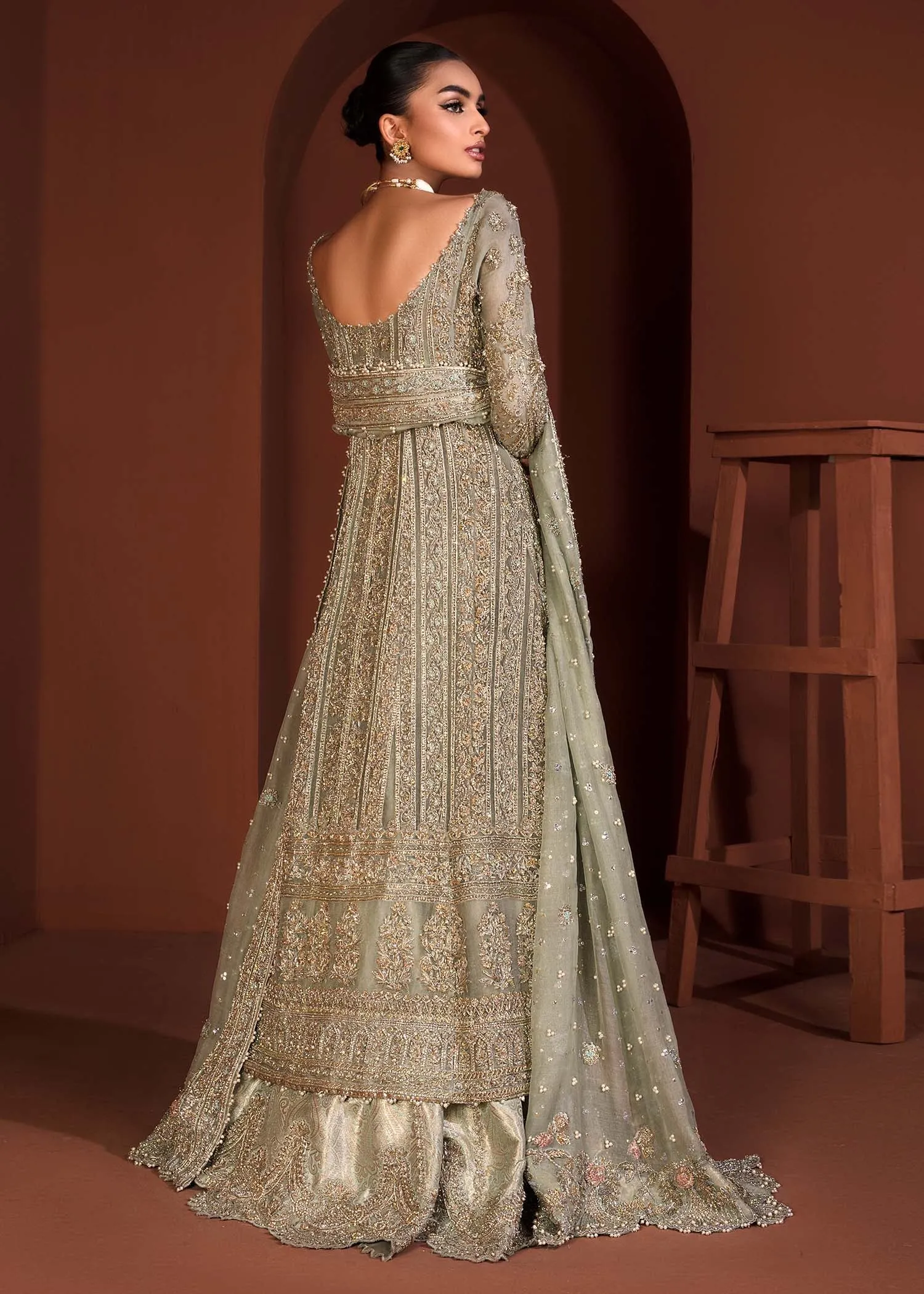 Embellished Gown Lehenga Dupatta Pakistani Bridal Dress
