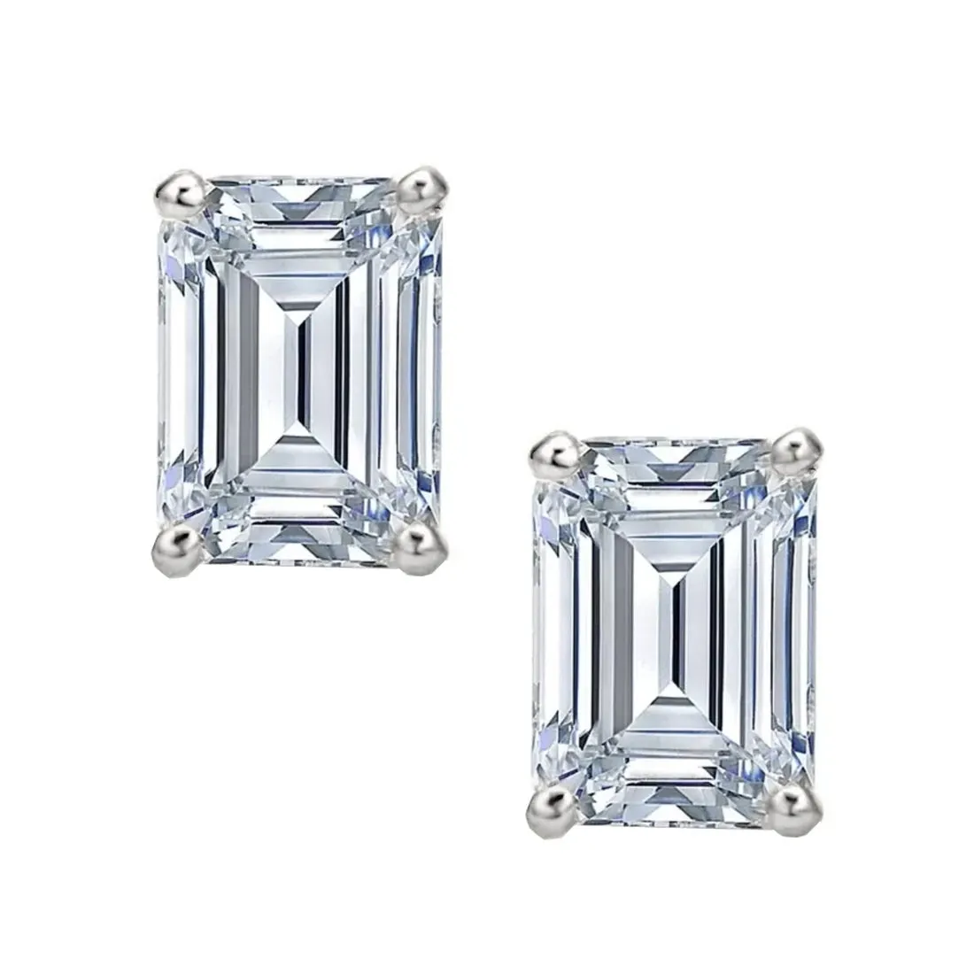 Emerald Cut Moissanite Diamond Classic Stud Earrings