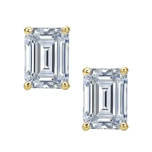 Emerald Cut Moissanite Diamond Classic Stud Earrings