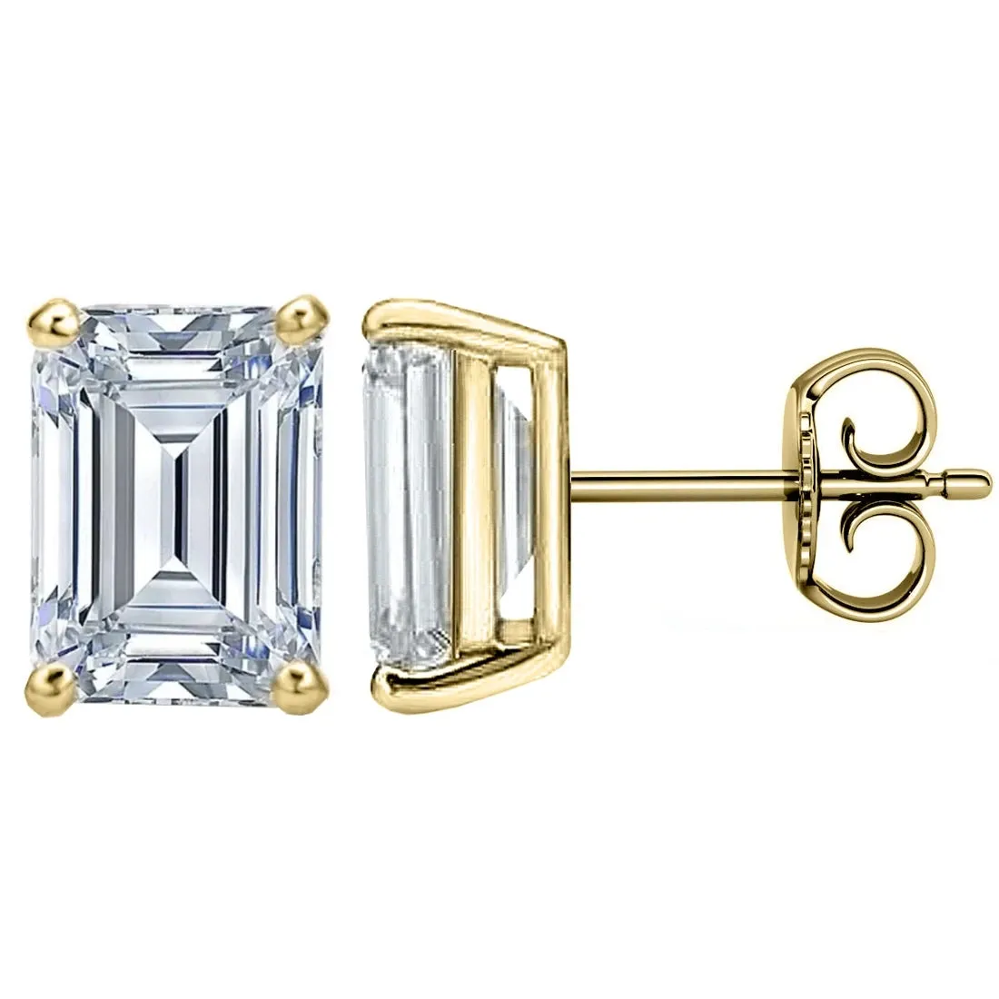 Emerald Cut Moissanite Diamond Classic Stud Earrings