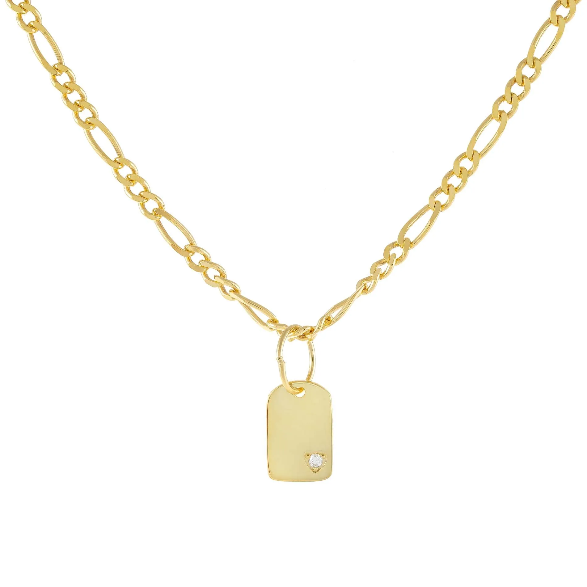 Engraved CZ Dog Tag Figaro Choker