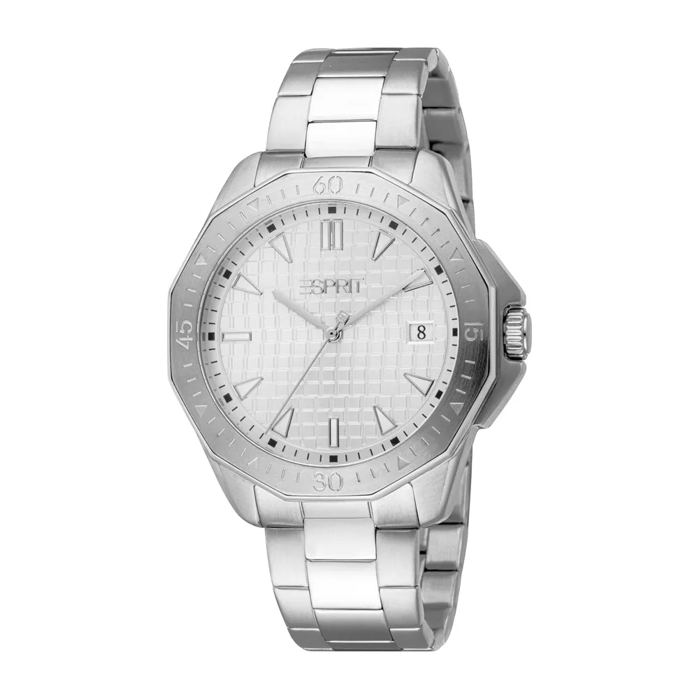 Esprit Men's 42mm Onyx Fashion Silver Dial Watch