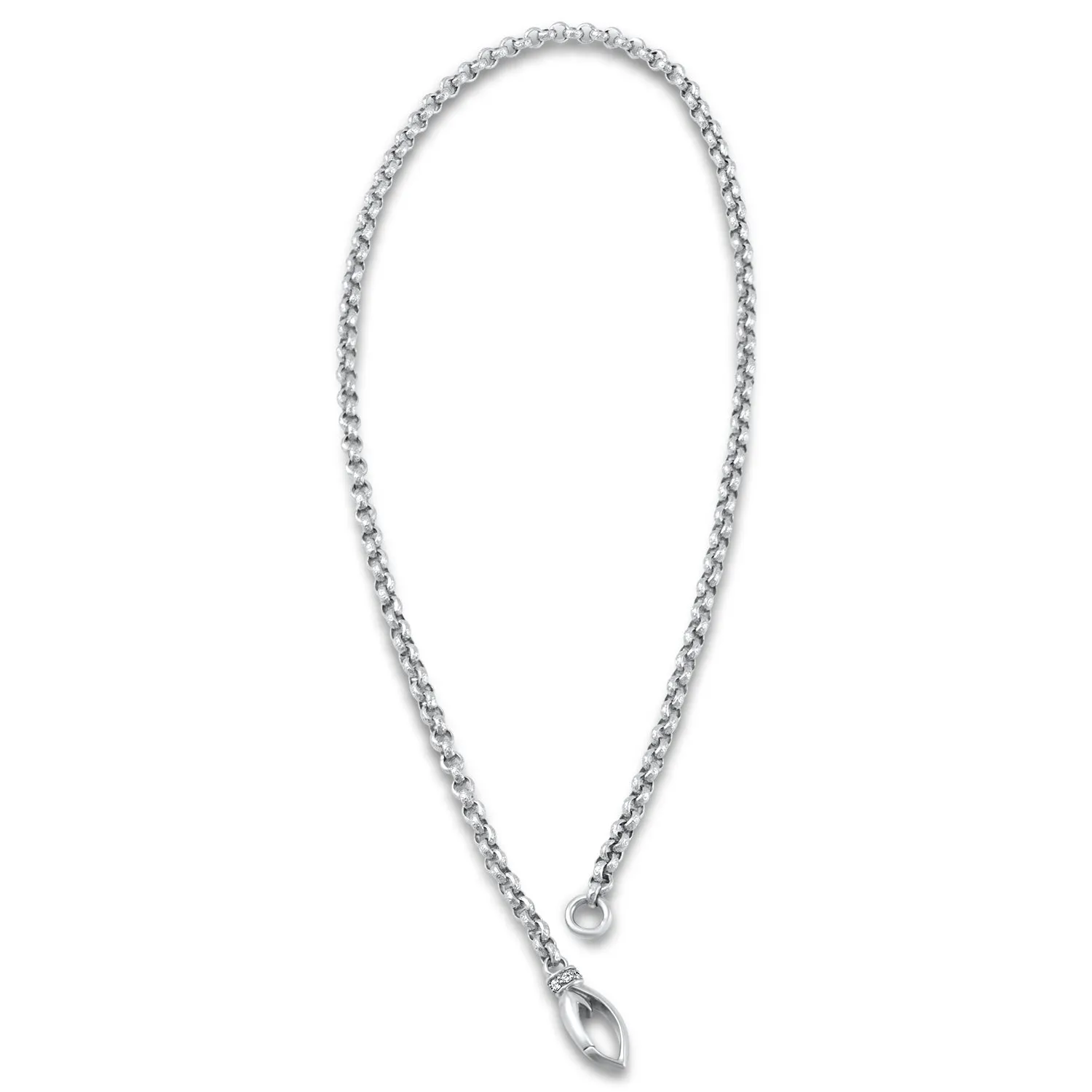 Everyday Chain Necklace 16" - Sterling Silver   CZ Blanc