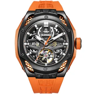 Fashion Hollow Movement Automatic Mechanical Watch Silicone Strap Men's Watch