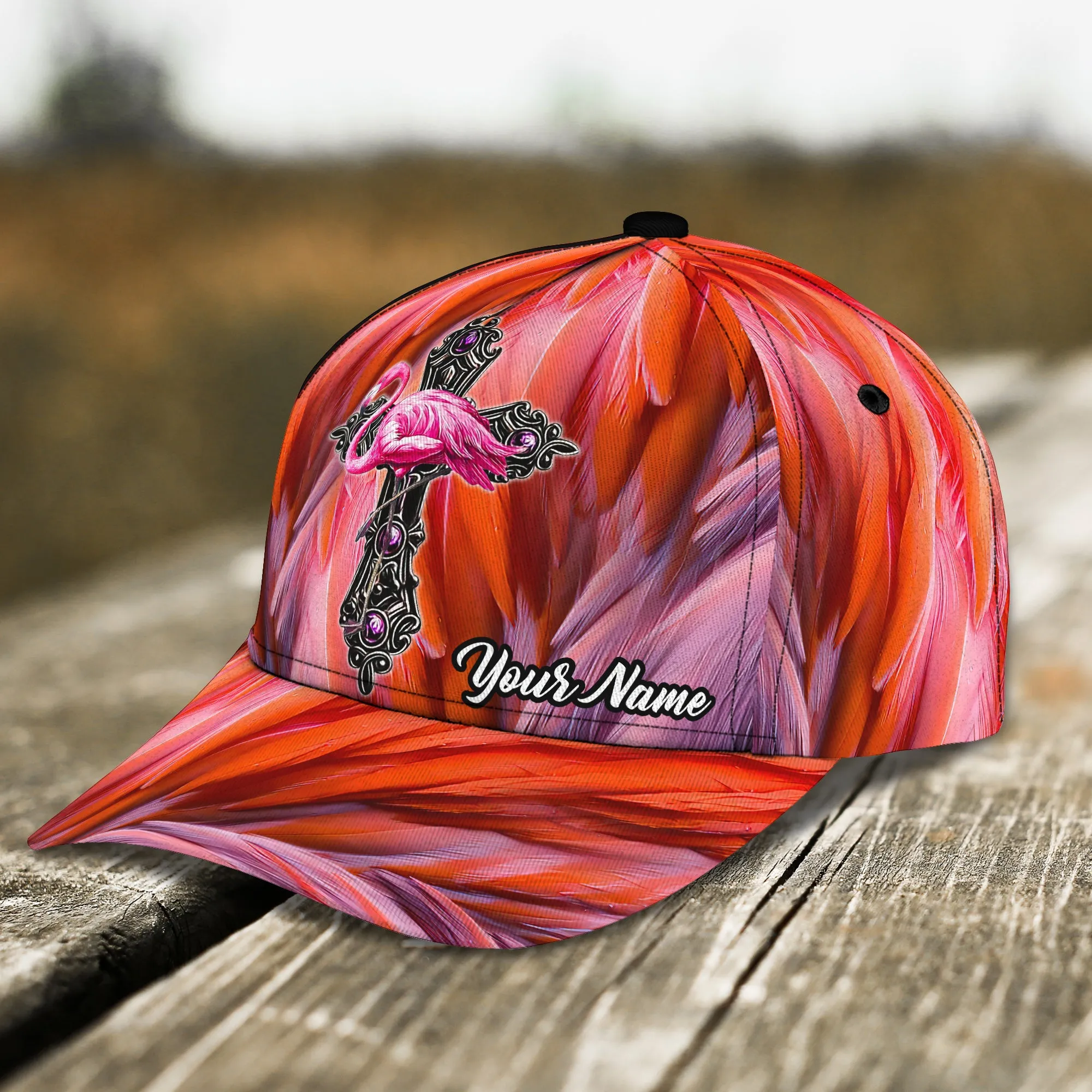 Flamingo Cross - Personalized Name Cap - Loop - H9h3-436