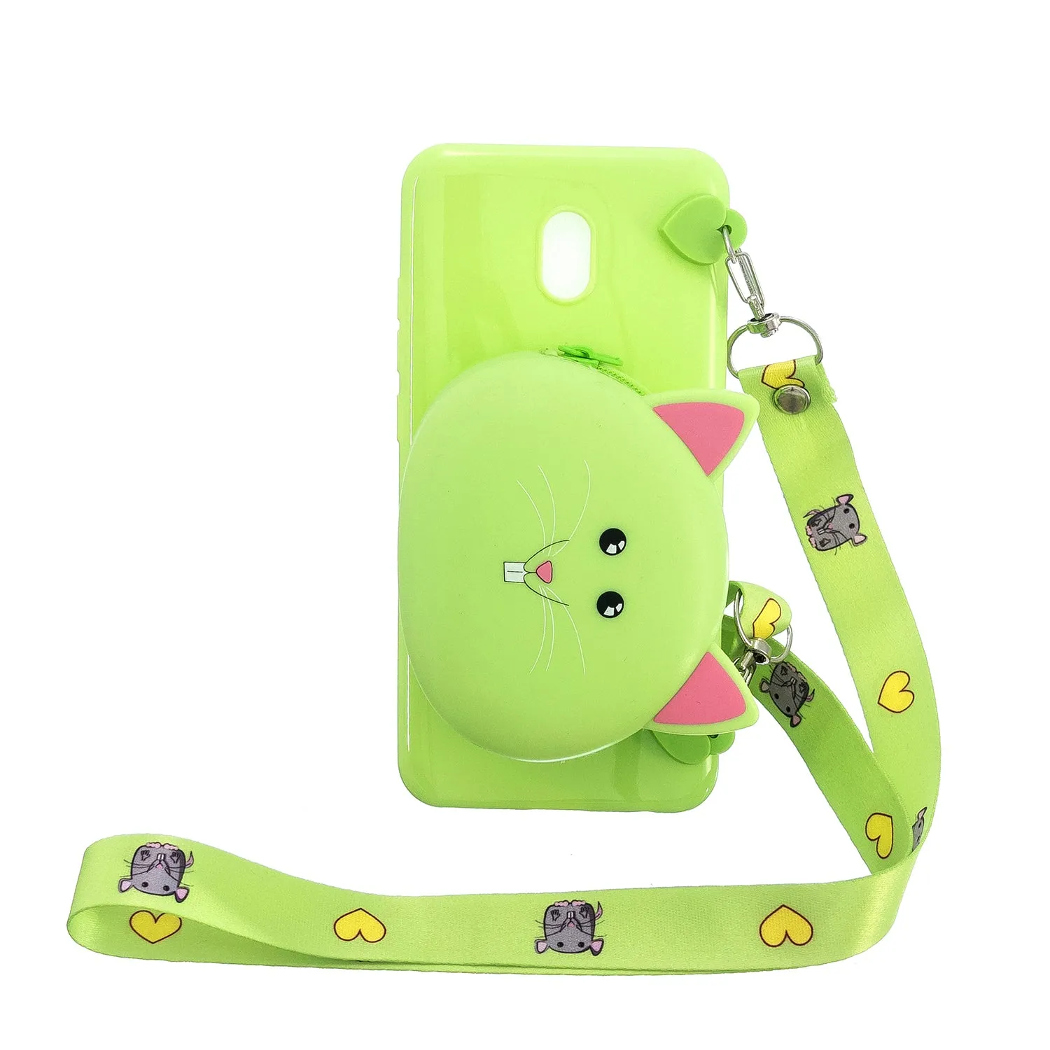 For Redmi 8/Redmi 8A Case Mobile Phone Shell Shockproof Cellphone TPU Cover with Cartoon Cat Pig Panda Coin Purse Lovely Shoulder Starp  Green