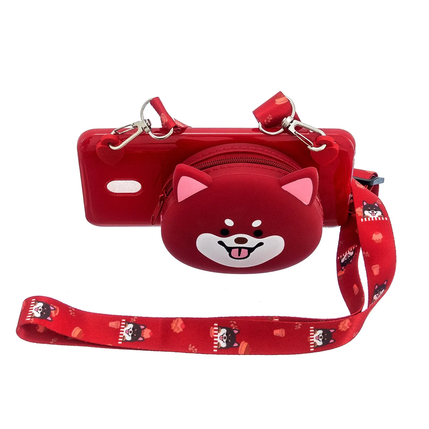 For Redmi 8/Redmi 8A Case Mobile Phone Shell Shockproof Cellphone TPU Cover with Cartoon Cat Pig Panda Coin Purse Lovely Shoulder Starp  Red