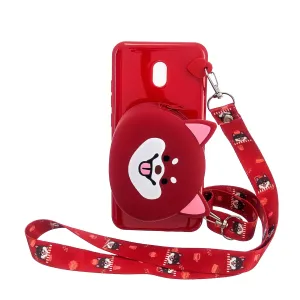 For Redmi 8/Redmi 8A Case Mobile Phone Shell Shockproof Cellphone TPU Cover with Cartoon Cat Pig Panda Coin Purse Lovely Shoulder Starp  Red