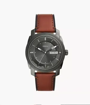 Fossil Machine Three-Hand Date Brown Leather Watch FS5900
