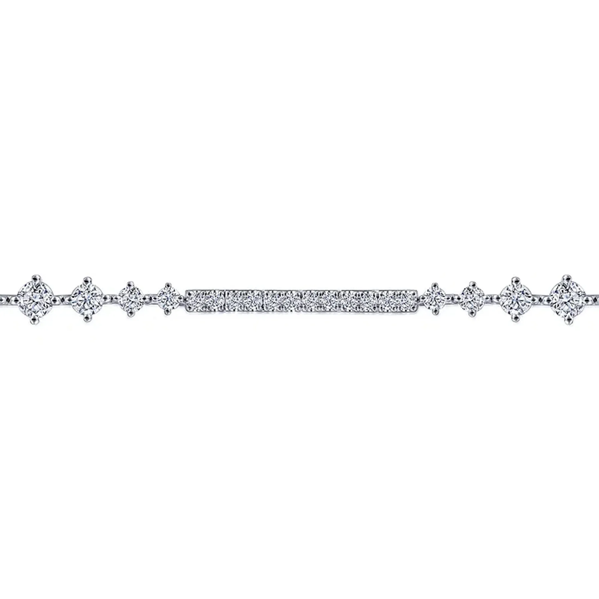 Gabriel 14K White Gold Diamond Prong and Bar Set Tennis Bracelet