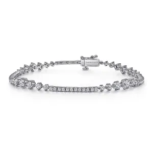 Gabriel 14K White Gold Diamond Prong and Bar Set Tennis Bracelet