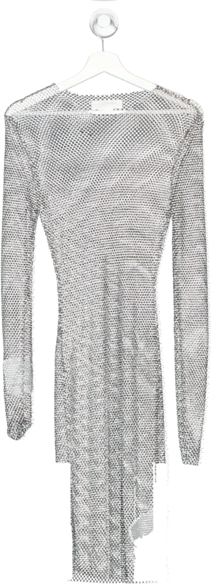 genny Black Crystal Embellished Mesh Mini Dress UK 6