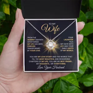 Gift For Wife "You Are The Most beautiful Chapter Of My Life" Gold Knot Necklace
