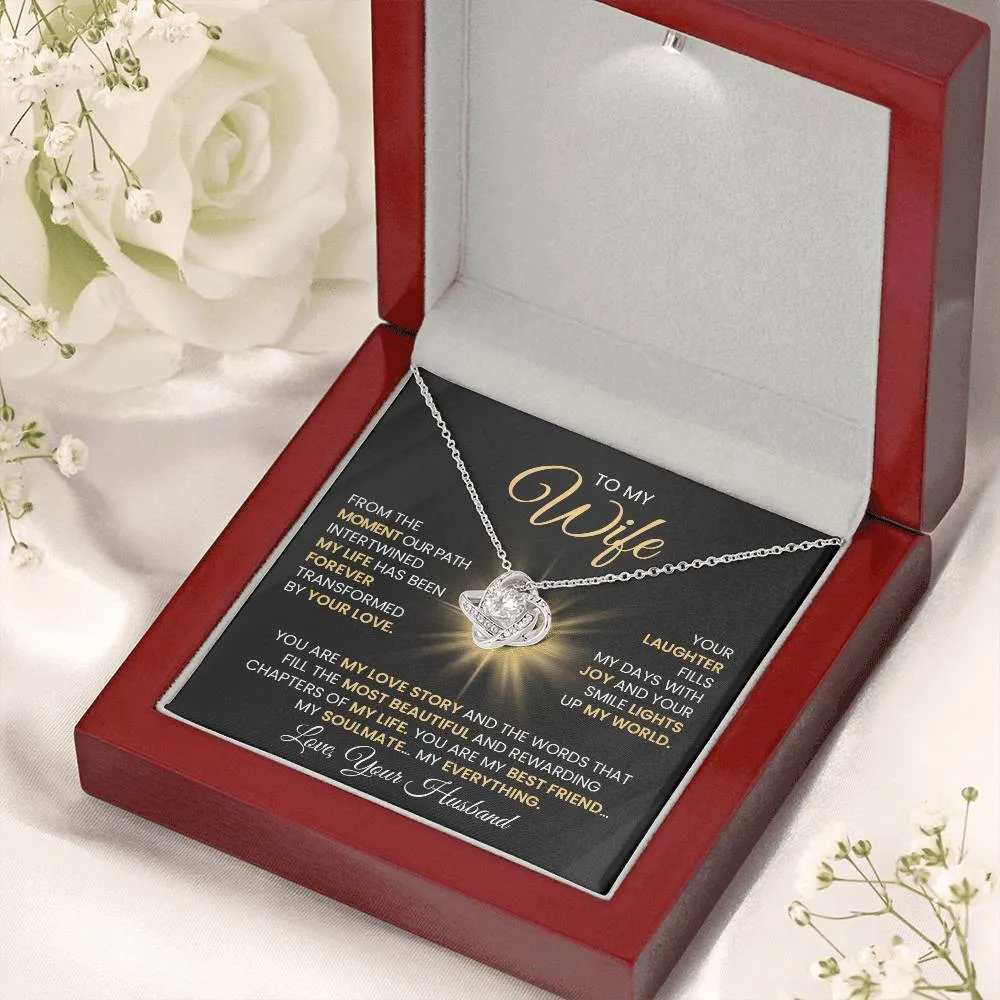 Gift For Wife "You Are The Most beautiful Chapter Of My Life" Gold Knot Necklace