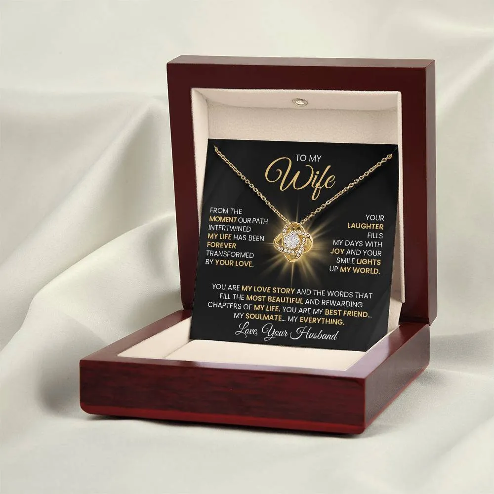 Gift For Wife "You Are The Most beautiful Chapter Of My Life" Gold Knot Necklace