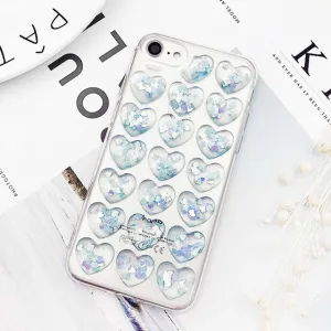 Glitter 3D Love Heart Transparen iPhone Case