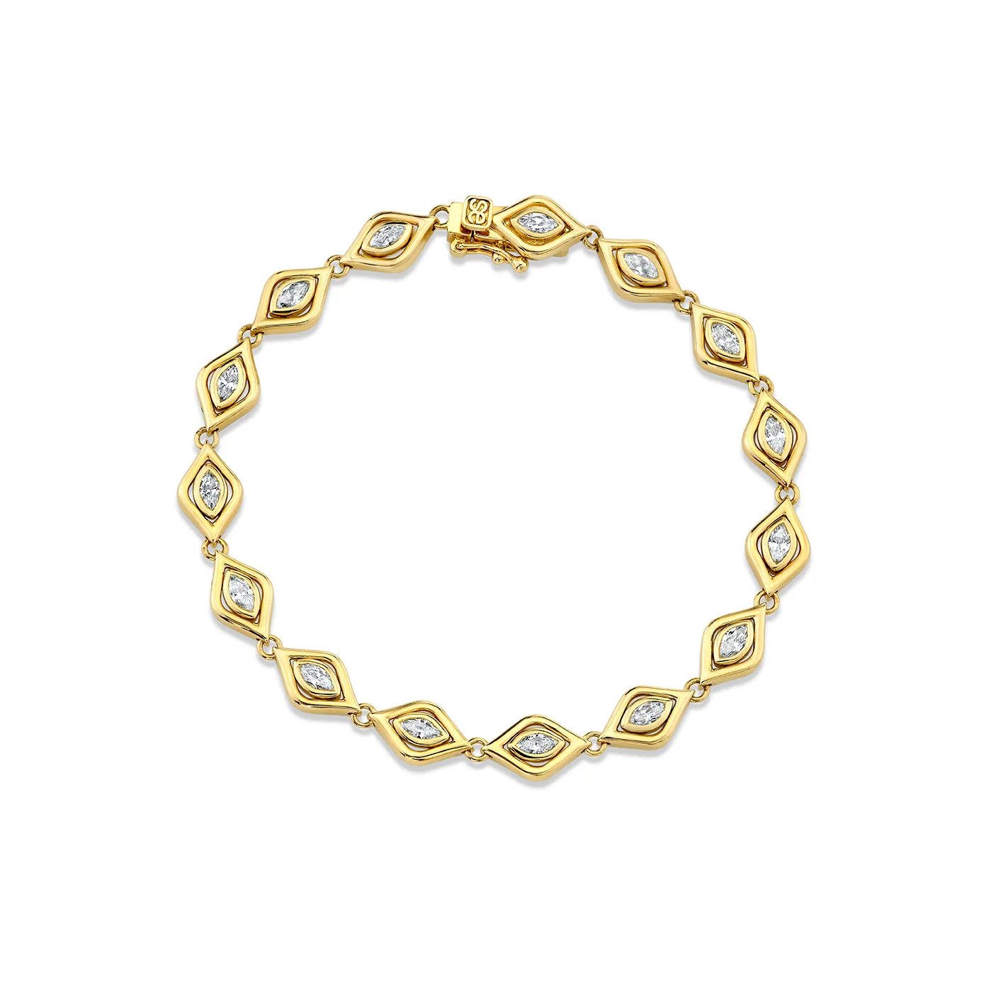 Gold & Diamond Floating Marquise Eye Eternity Bracelet