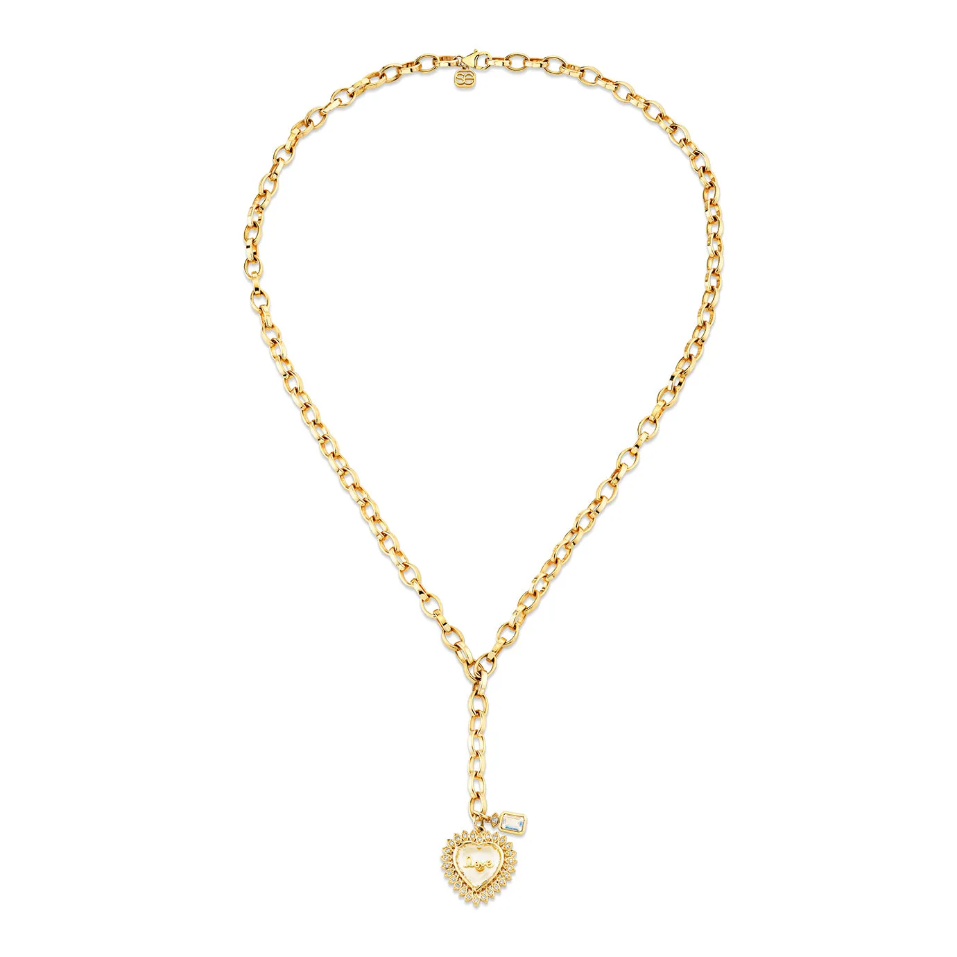 Gold & Diamond Love Quartz Marquise Eye Heart Necklace
