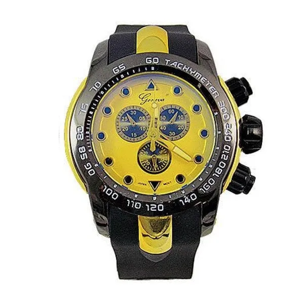 Gold Black Mens Geneva Oversized Sports Watch